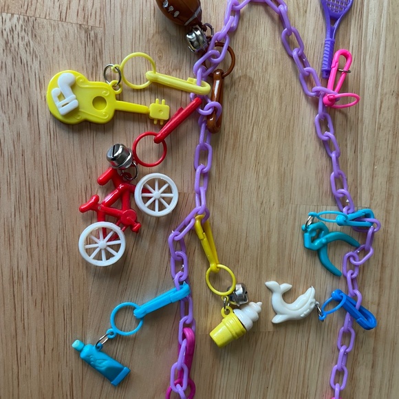 Vintage 80s Plastic Charm Bracelet 1980s Ice Cream Cherries Teddy Bear Jewelry - Picture 2 of 4